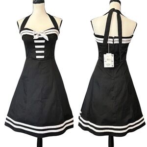 NWT Vintage Betsey Johnson Pin Up Rockabilly Sailor Sweetheart Halter Dress